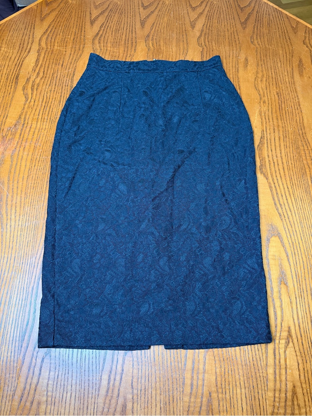 Jennifer Lopez Black Lace Pencil Skirt Size 4 Exposed Zip Lined Stretch